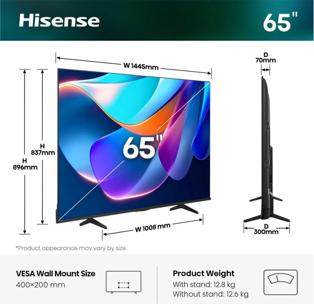 Hisense LED 65" 4K UHD VIDAA — 65A6S