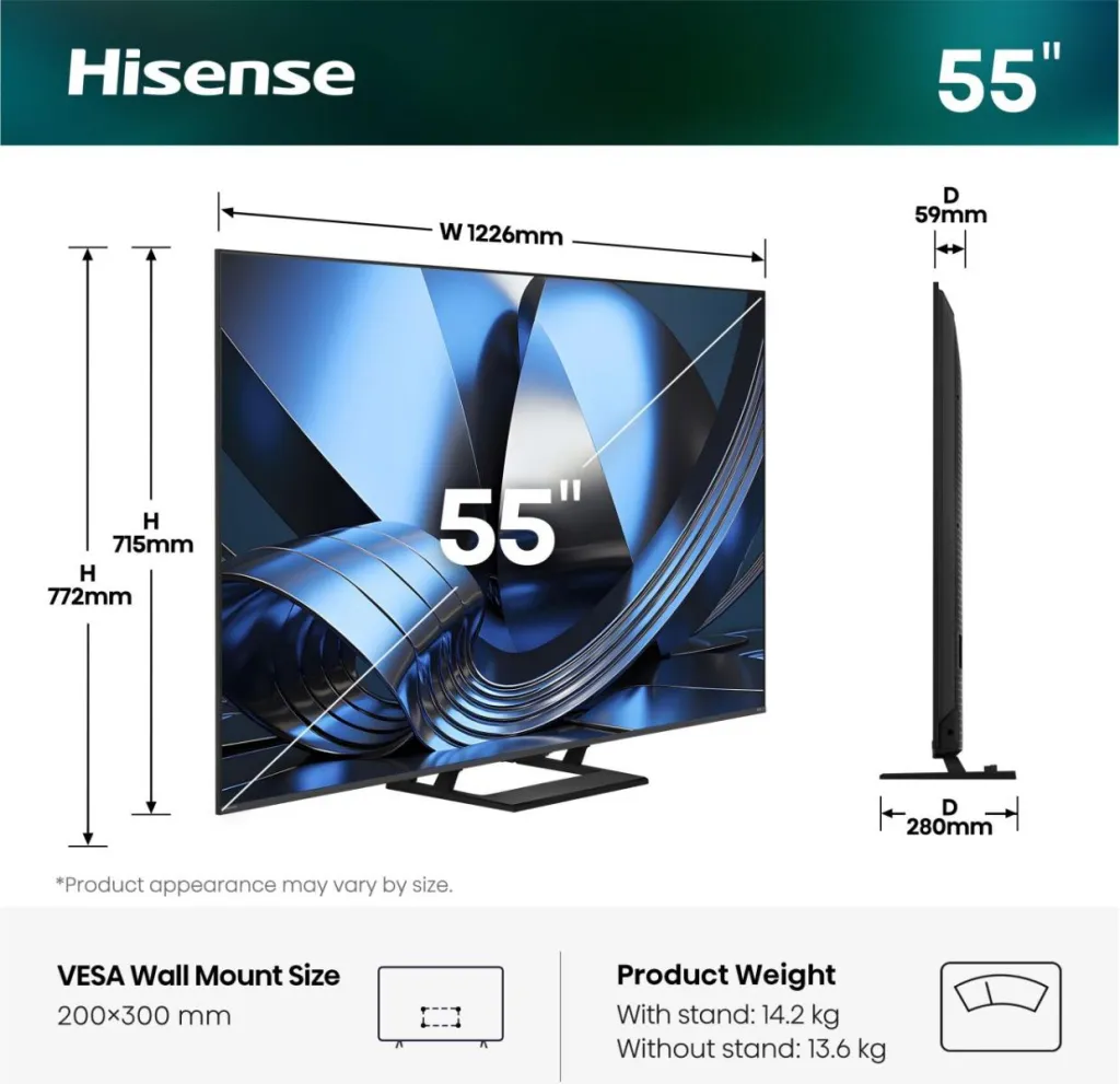 Hisense Mini LED 55" 4K UHD VIDAA — 55U7SE