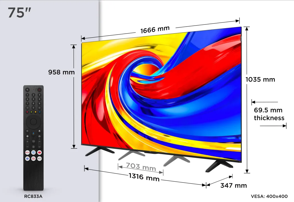 TCL QLED 75" 4K UHD Google TV — 75P7L