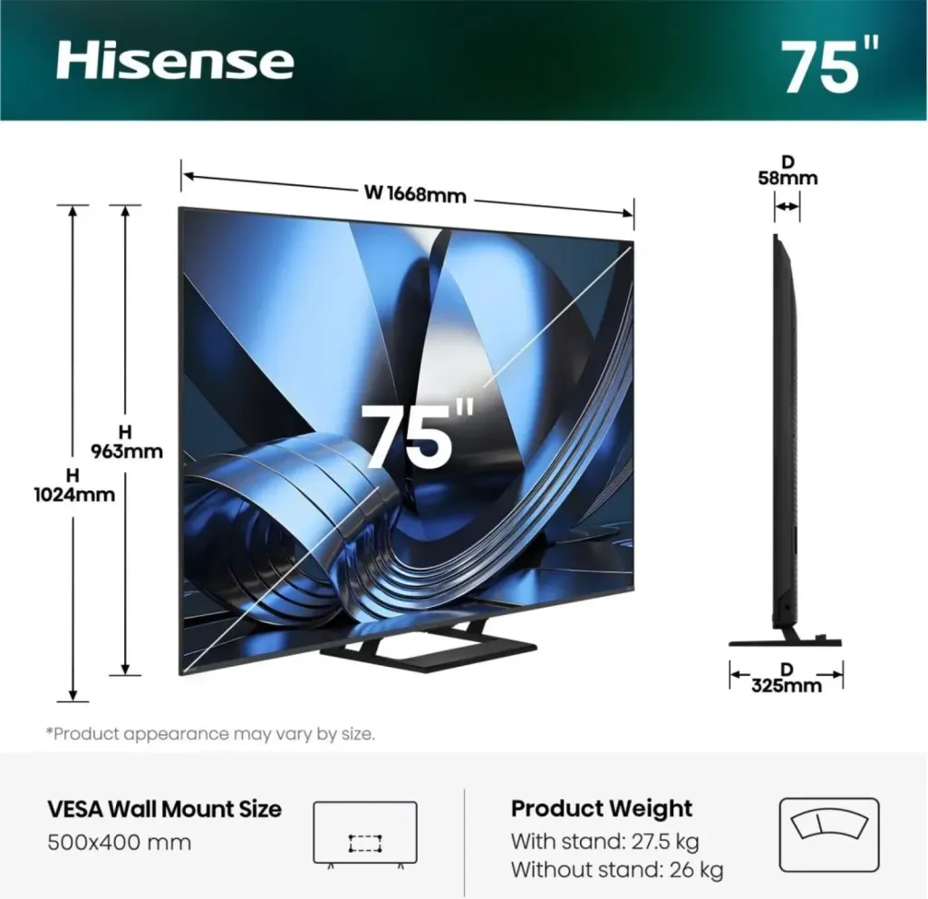 Hisense 75U7SE — Hisense Mini LED 75" 4K UHD VIDAA