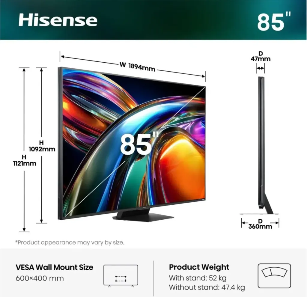 Hisense 85UR9S — Hisense Mini LED 85" 4K UHD VIDAA