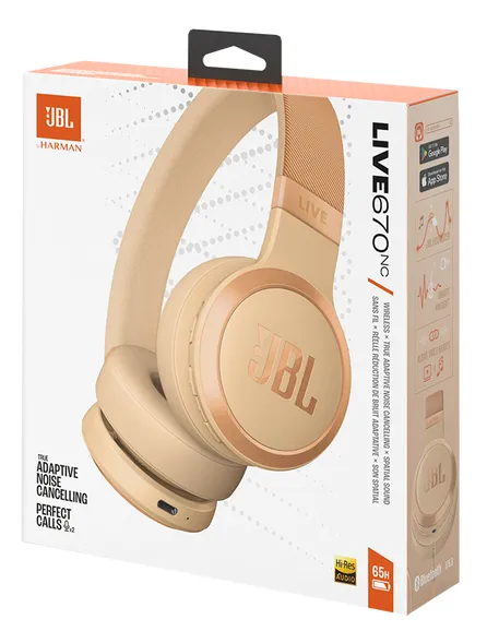 JBL LIVE 670 NC — slušalice, bež